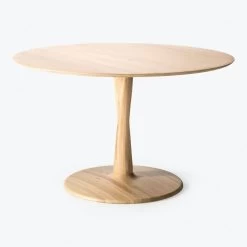 Natural Oak Torsion Round Dining Table -Home Comprehensive Shop 1571750 a