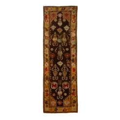 Brown Vintage Traditional Wool Rug - 3'10" X 12'