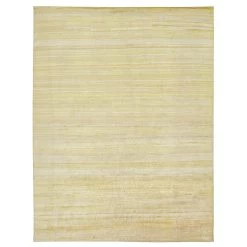 Beige Textured Wool Silk Blend Rug - 8' X 11'