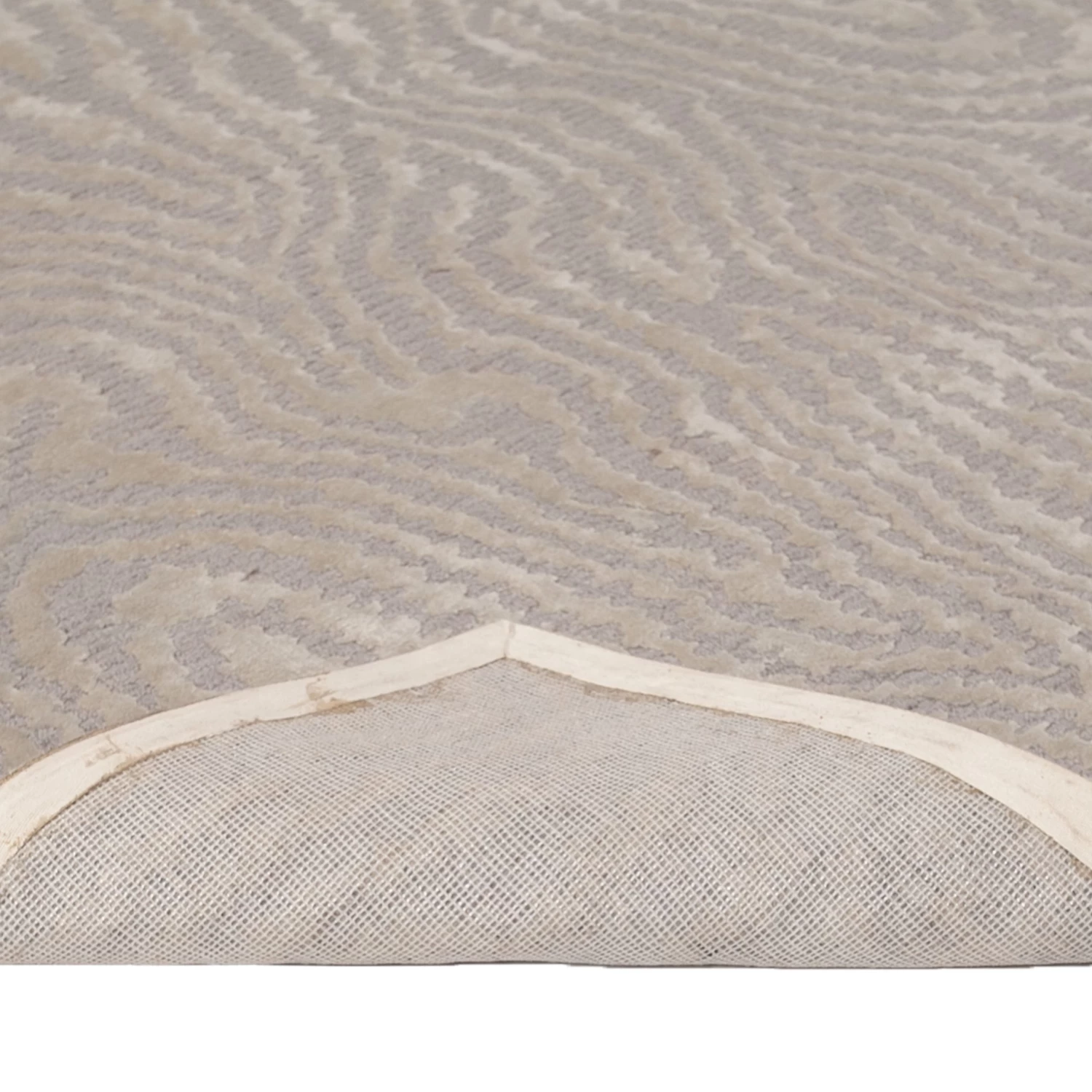 Beige Modern Wool Silk Blend Rug - 2'4" X 3'9" 6 Beige Modern Wool Silk Blend Rug - 2'4" X 3'9" - Image 4