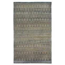 Blue Transitional Wool Silk Blend Rug - 6' X 9'9"