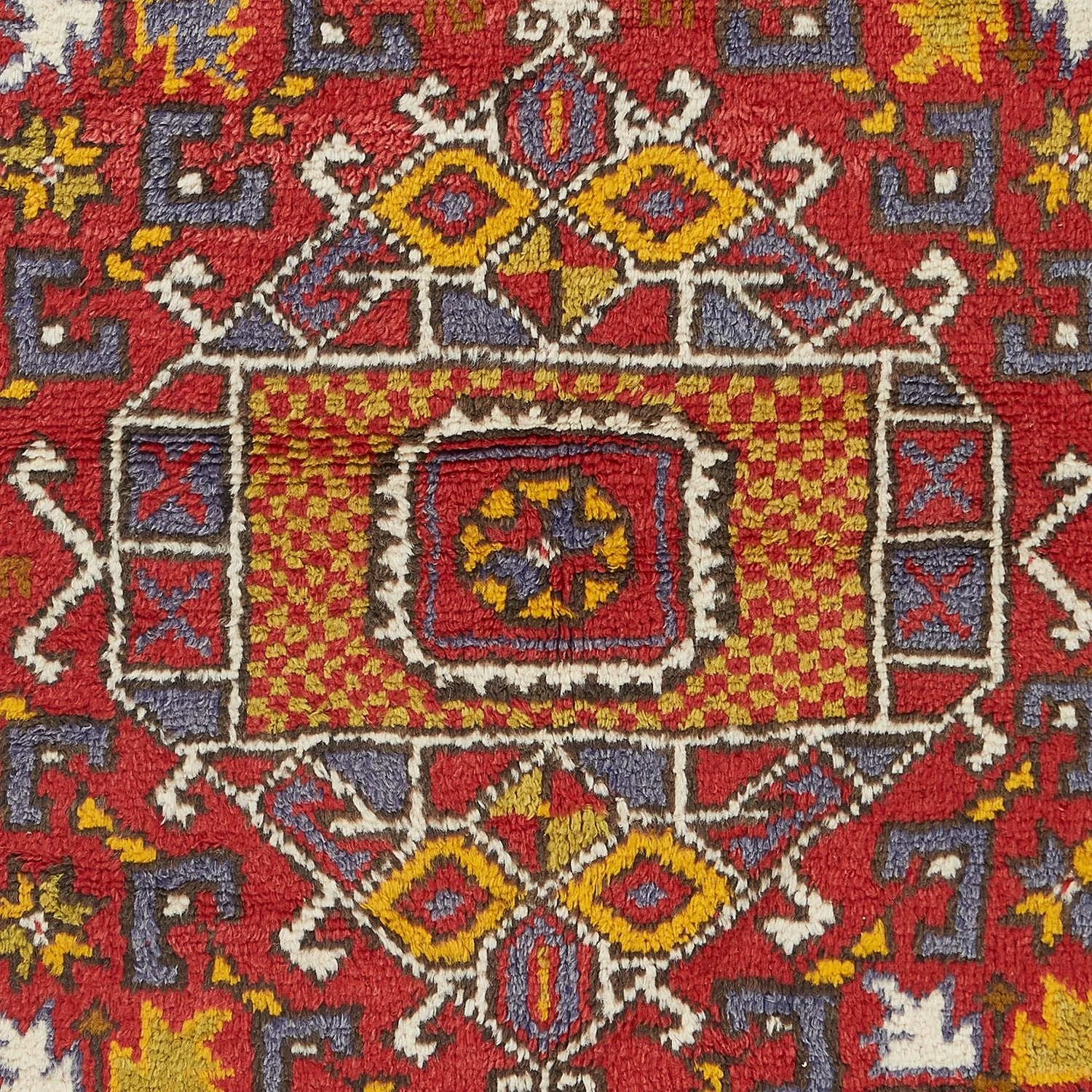 Red Vintage Canakkale Wool Rug - 4'1" X 6' 4 Red Vintage Canakkale Wool Rug - 4'1" X 6' - Image 2