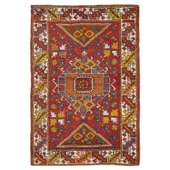 Red Vintage Canakkale Wool Rug - 4'1" X 6'