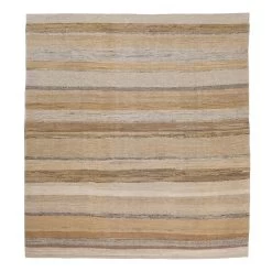 Beige Flatweave Wool Rug - 7'1" X 7'6"