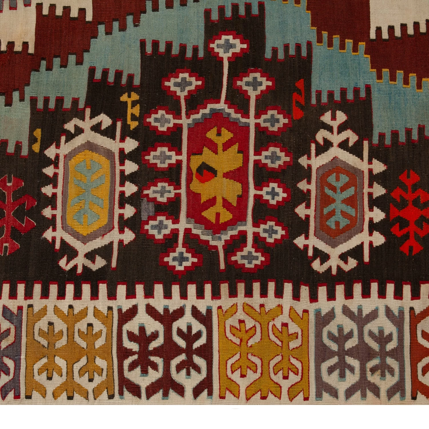 Multicolored Vintage Turkish Kilim Wool Runner - 5'8" X 15'2" 7 Multicolored Vintage Turkish Kilim Wool Runner - 5'8" X 15'2" - Image 5