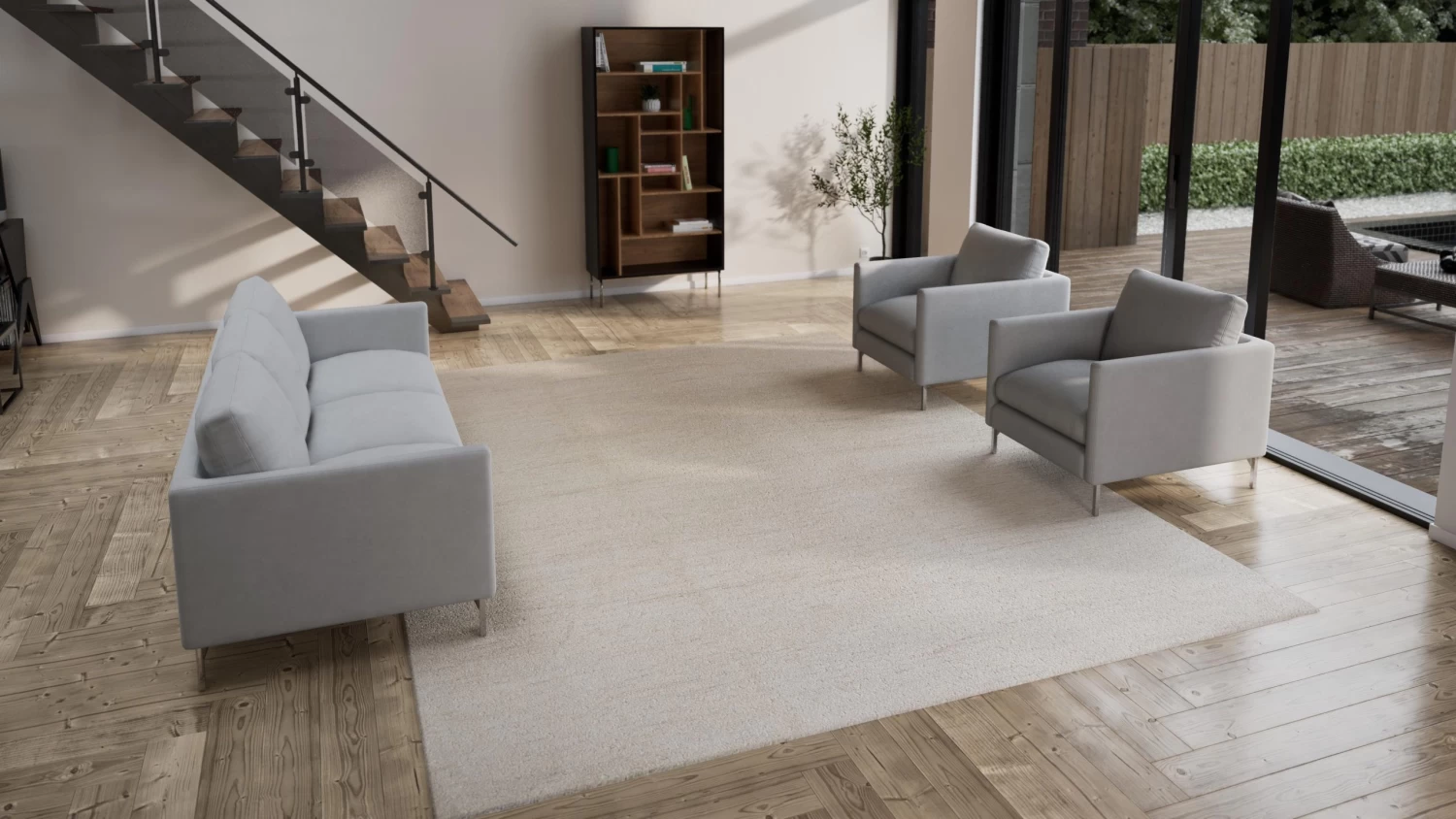 Beige Modern Wool Rug - 10'11" X 13'9" 5 Beige Modern Wool Rug - 10'11" X 13'9" - Image 3