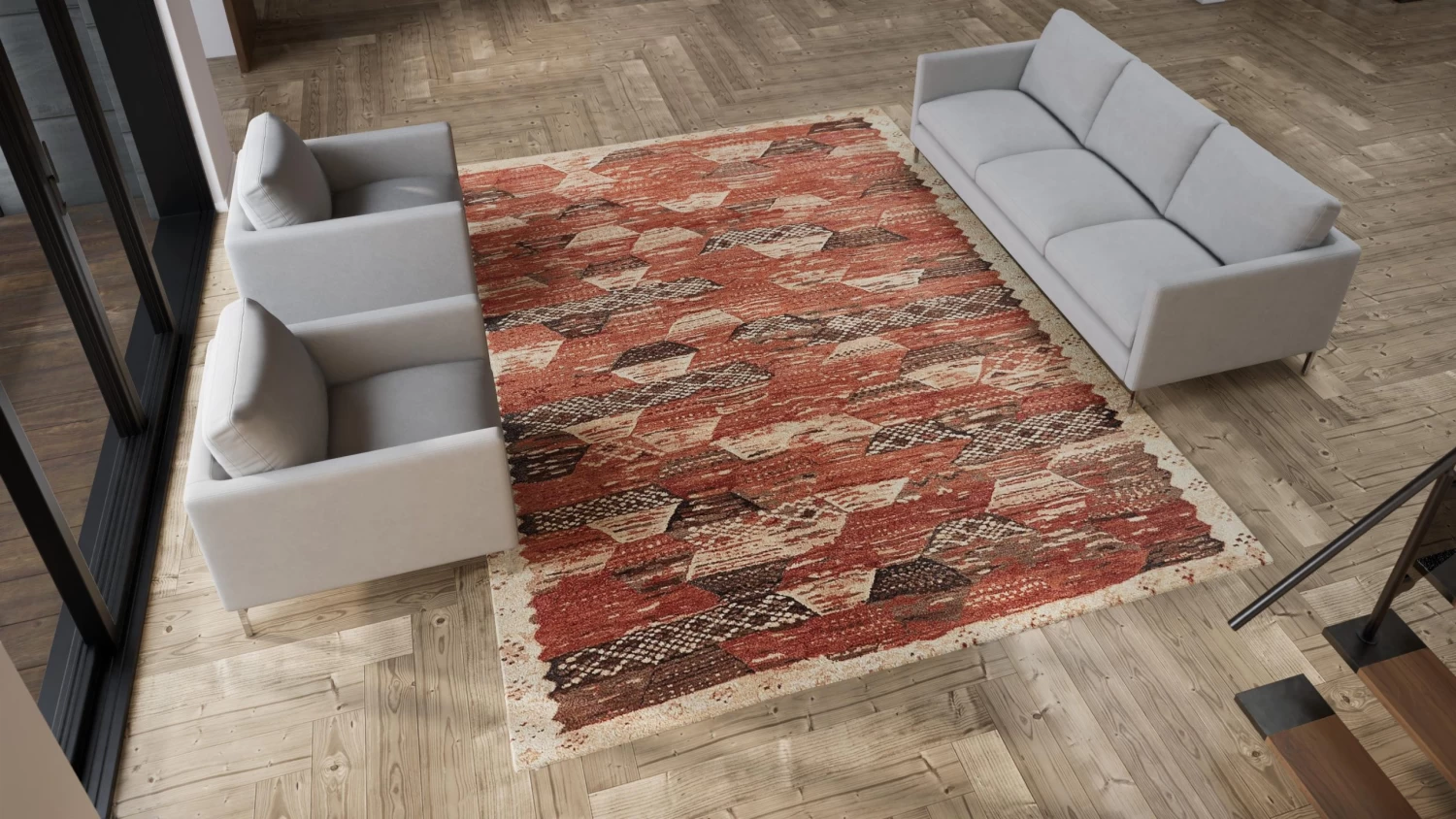 Red Wool Rug - 9' X 12' 6 Red Wool Rug - 9' X 12' - Image 4