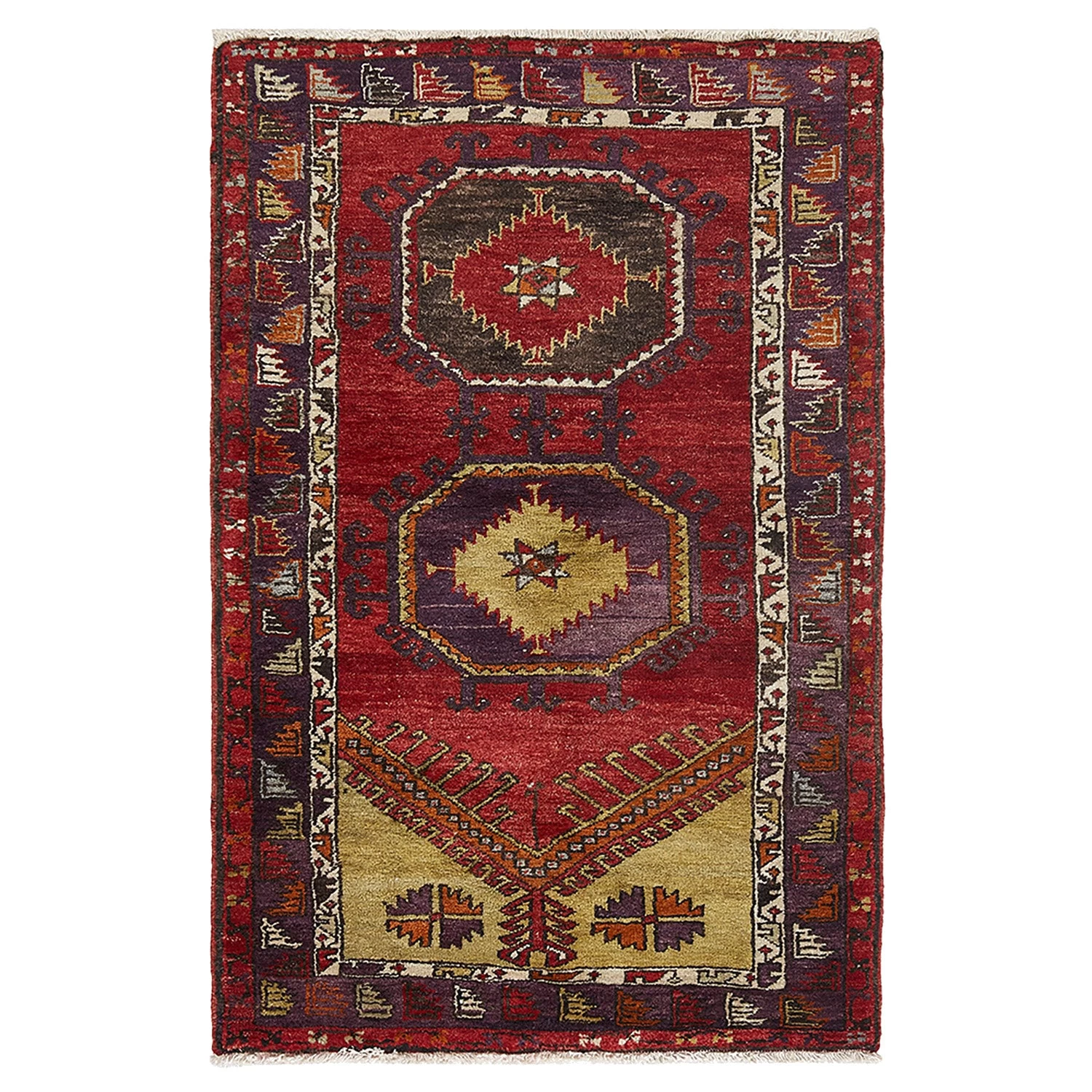 Red Vintage Kazak Wool Rug - 3'5" X 5'5" 3 Red Vintage Kazak Wool Rug - 3'5" X 5'5"