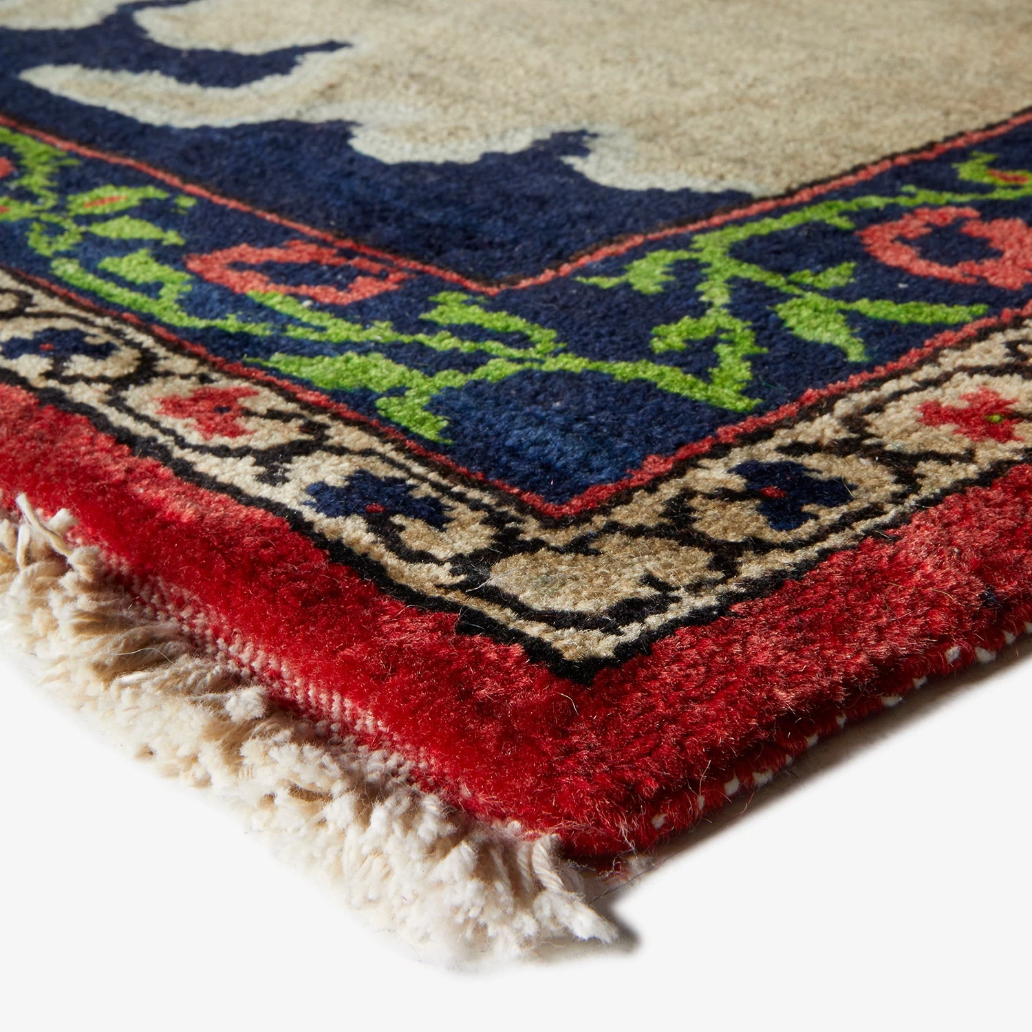 Multicolored Vintage Wool Prayer Rug - 4' X 4'6" 6 Multicolored Vintage Wool Prayer Rug - 4' X 4'6" - Image 4