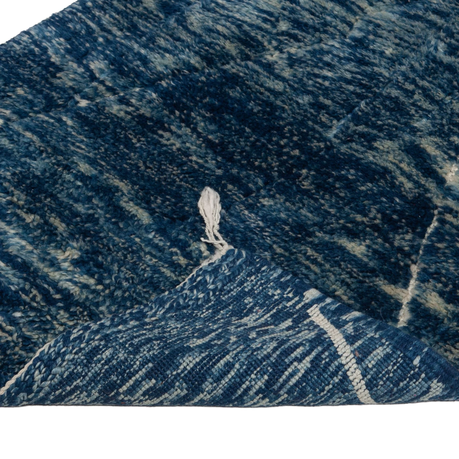 Blue Moroccan Wool Runner - 3'07" X 14'9" 6 Blue Moroccan Wool Runner - 3'07" X 14'9" - Image 4