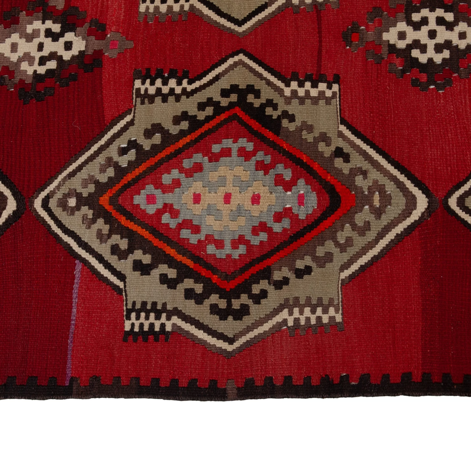 Red Red Vintage Traditional Turksih Wool Rug - 5'7" X 10' 8 Red Red Vintage Traditional Turksih Wool Rug - 5'7" X 10' - Image 6