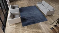 Blue Textured Cashmere And Wool Rug - 8'x 10' 12 Blue Textured Cashmere And Wool Rug - 8'x 10' -Home Comprehensive Shop 1599390 2