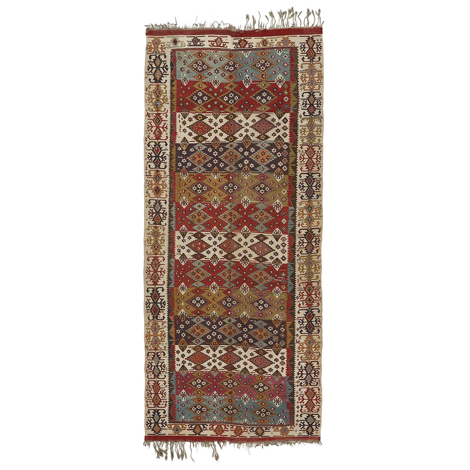Multicolored Vintage Wool Kilim Rug - 5'5" X 13' 3 Multicolored Vintage Wool Kilim Rug - 5'5" X 13'