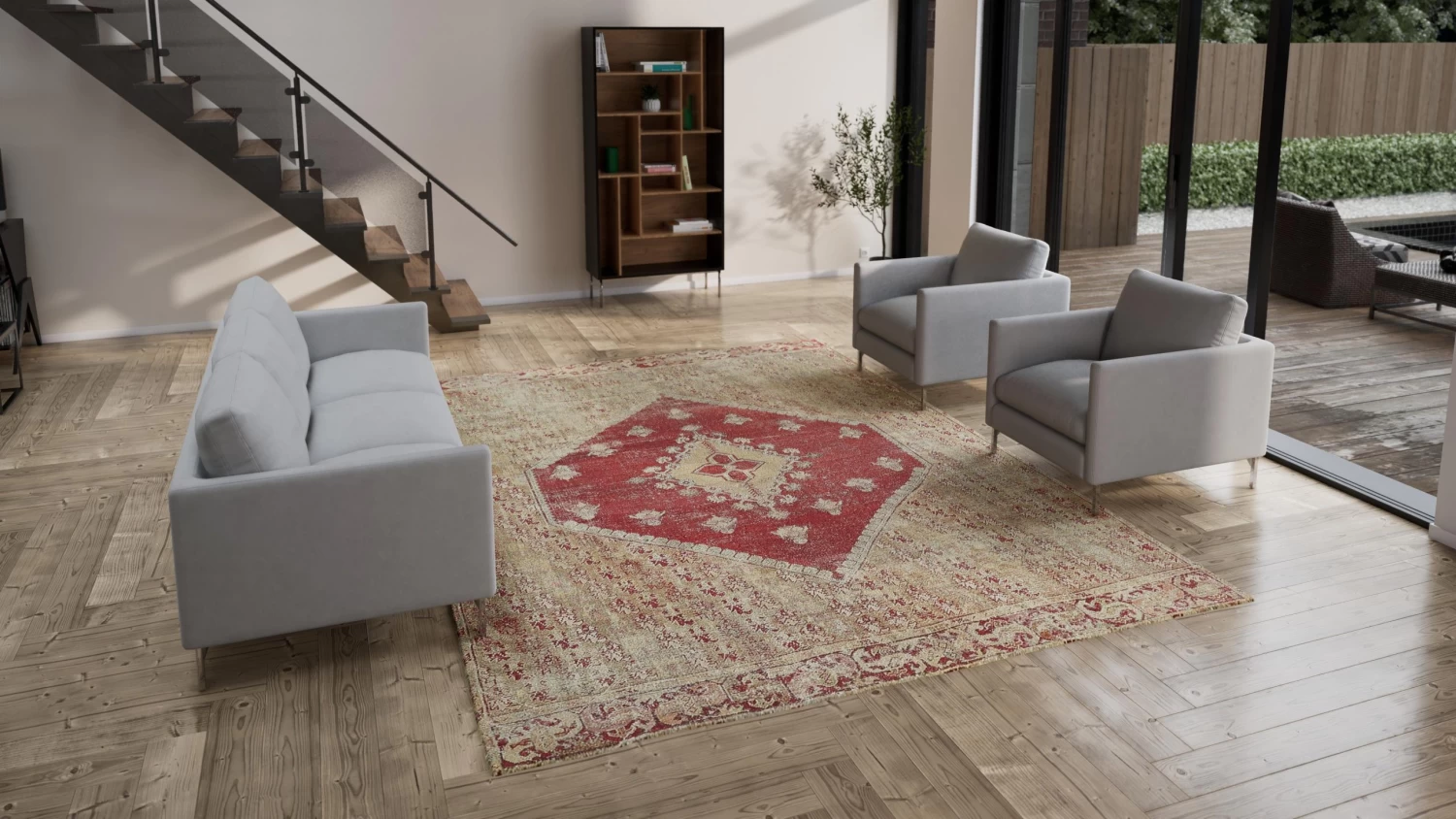 Red Vintage Tradtional Sabideh Wool Rug - 9'1" X 12'2" 5 Red Vintage Tradtional Sabideh Wool Rug - 9'1" X 12'2" - Image 3