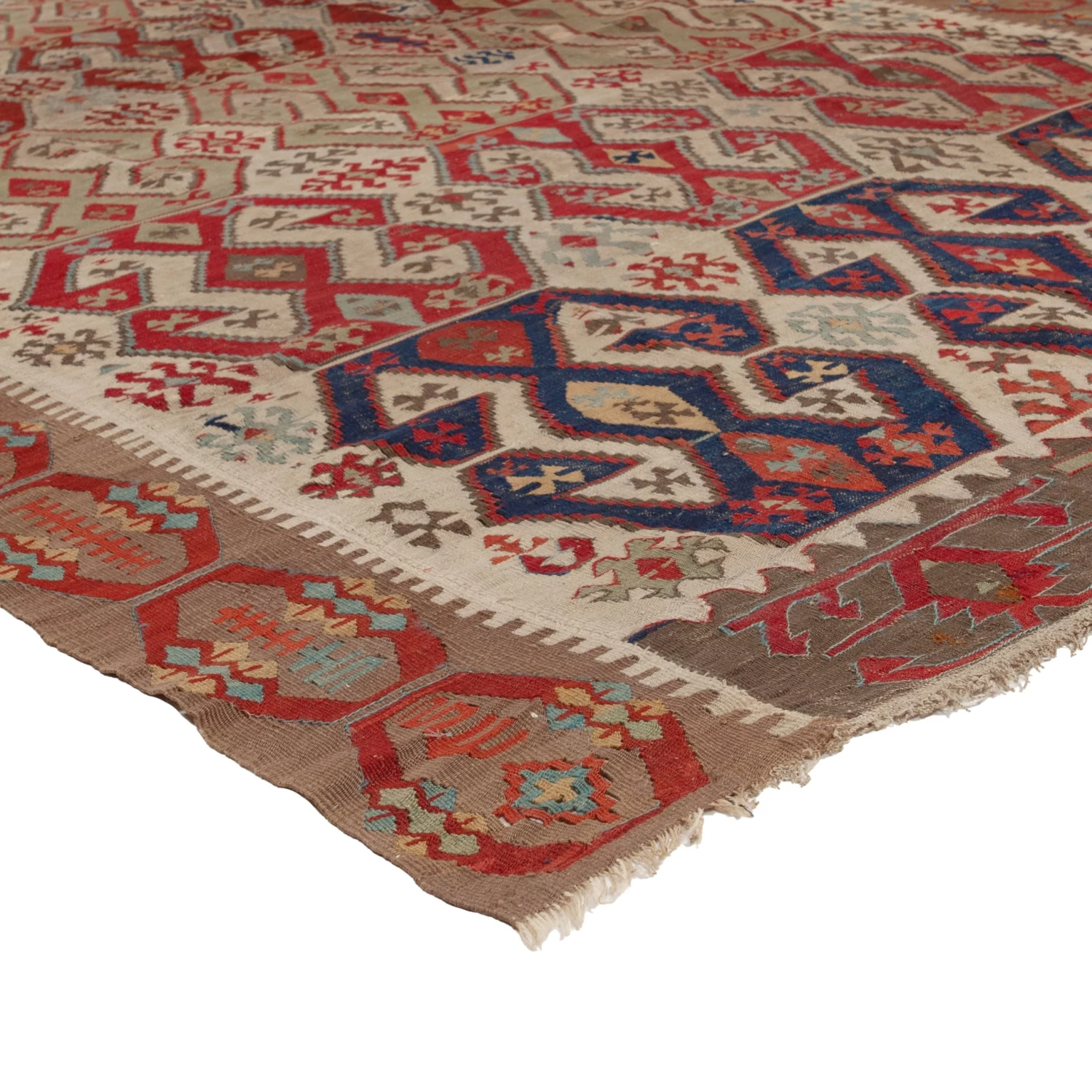 Brown Multicolored Vintage Wool Kilim Rug - 6'1" X 13' 6 Brown Multicolored Vintage Wool Kilim Rug - 6'1" X 13' - Image 4