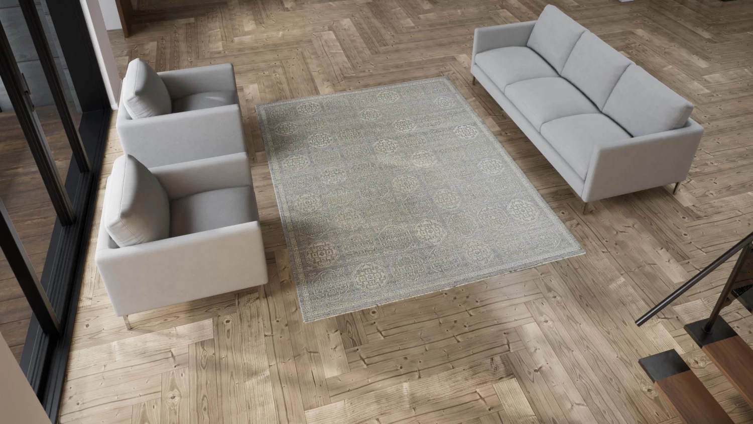 Grey Transitional Wool Rug - 7'1" X 9'1" 8 Grey Transitional Wool Rug - 7'1" X 9'1" - Image 6