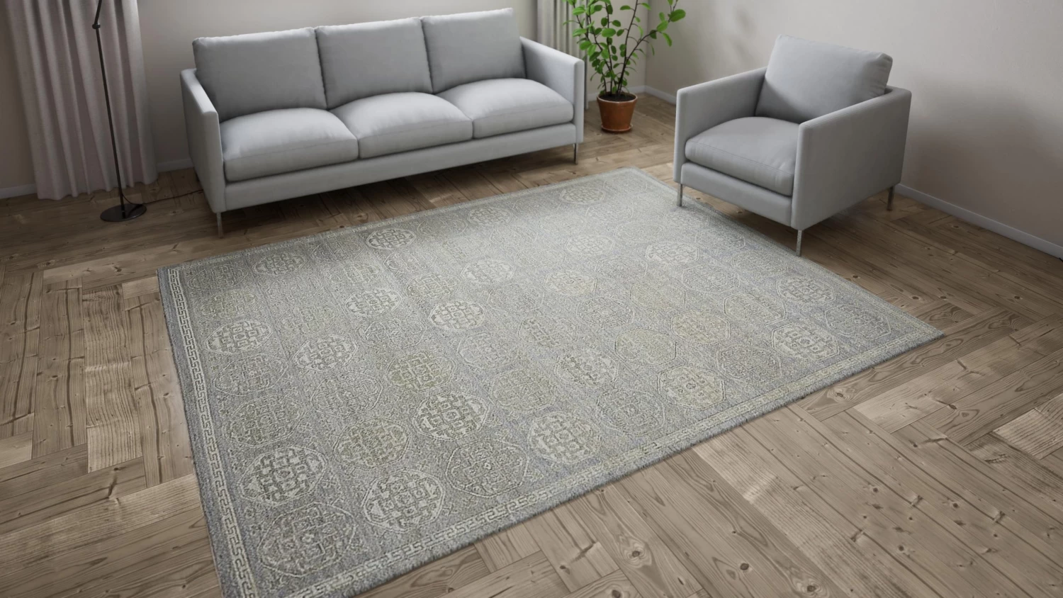 Grey Transitional Wool Rug - 7'1" X 9'1" 5 Grey Transitional Wool Rug - 7'1" X 9'1" - Image 3