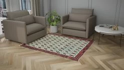 Ivory And Red Vintage Traditional Wool Rug - 5'3" X 6'7" 12 Ivory And Red Vintage Traditional Wool Rug - 5'3" X 6'7" -Home Comprehensive Shop 1604653 2