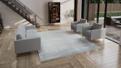 Blue Textured Silk Cotton Blend Rug - 9'1" X 11'1" -Home Comprehensive Shop 1605851 1