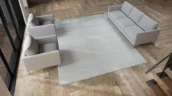 Blue Textured Silk Cotton Blend Rug - 9'1" X 11'1" -Home Comprehensive Shop 1605851 2