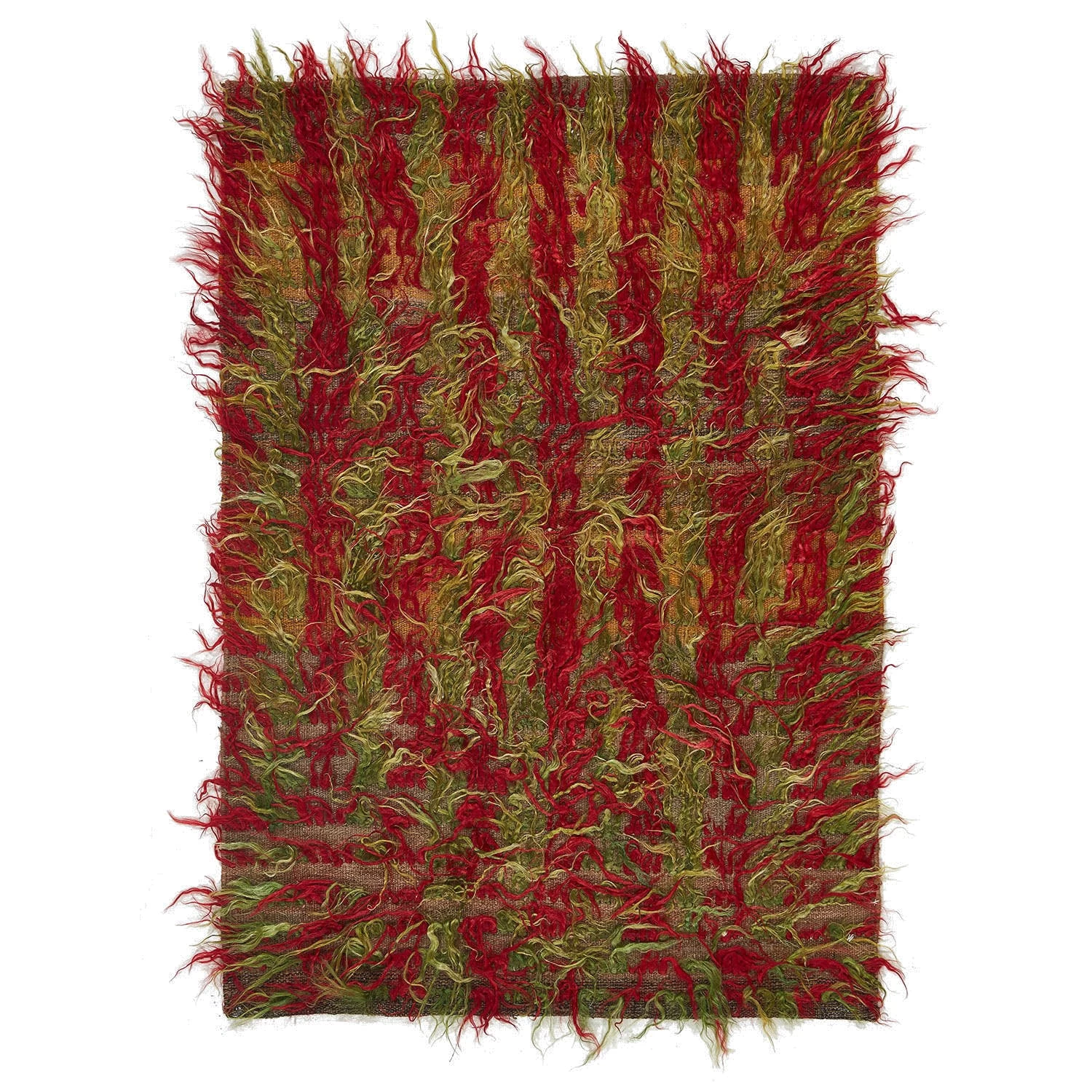 Red And Green Vintage Traditional Wool Rug - 3'3" X 4'7" 3 Red And Green Vintage Traditional Wool Rug - 3'3" X 4'7"