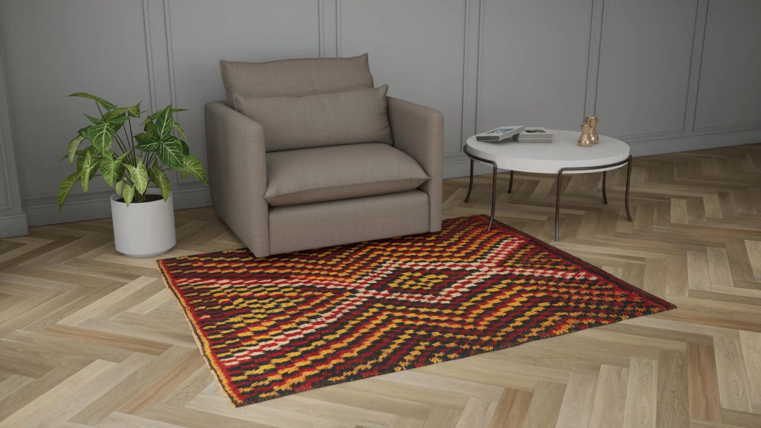 Multi Vintage Traditional Wool Rug - 5'5" X 6'9" 5 Multi Vintage Traditional Wool Rug - 5'5" X 6'9" - Image 3