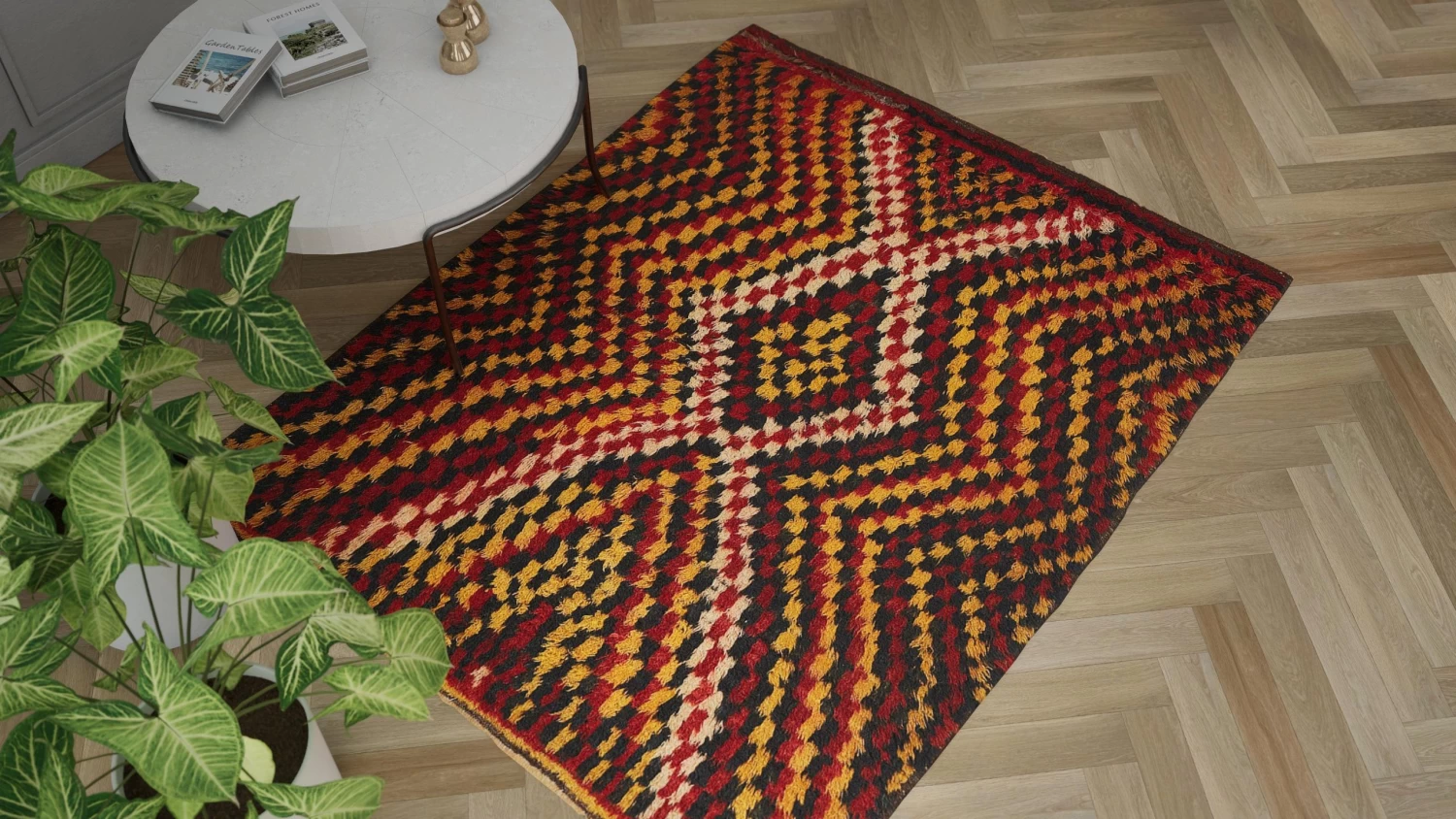 Multi Vintage Traditional Wool Rug - 5'5" X 6'9" 8 Multi Vintage Traditional Wool Rug - 5'5" X 6'9" - Image 6