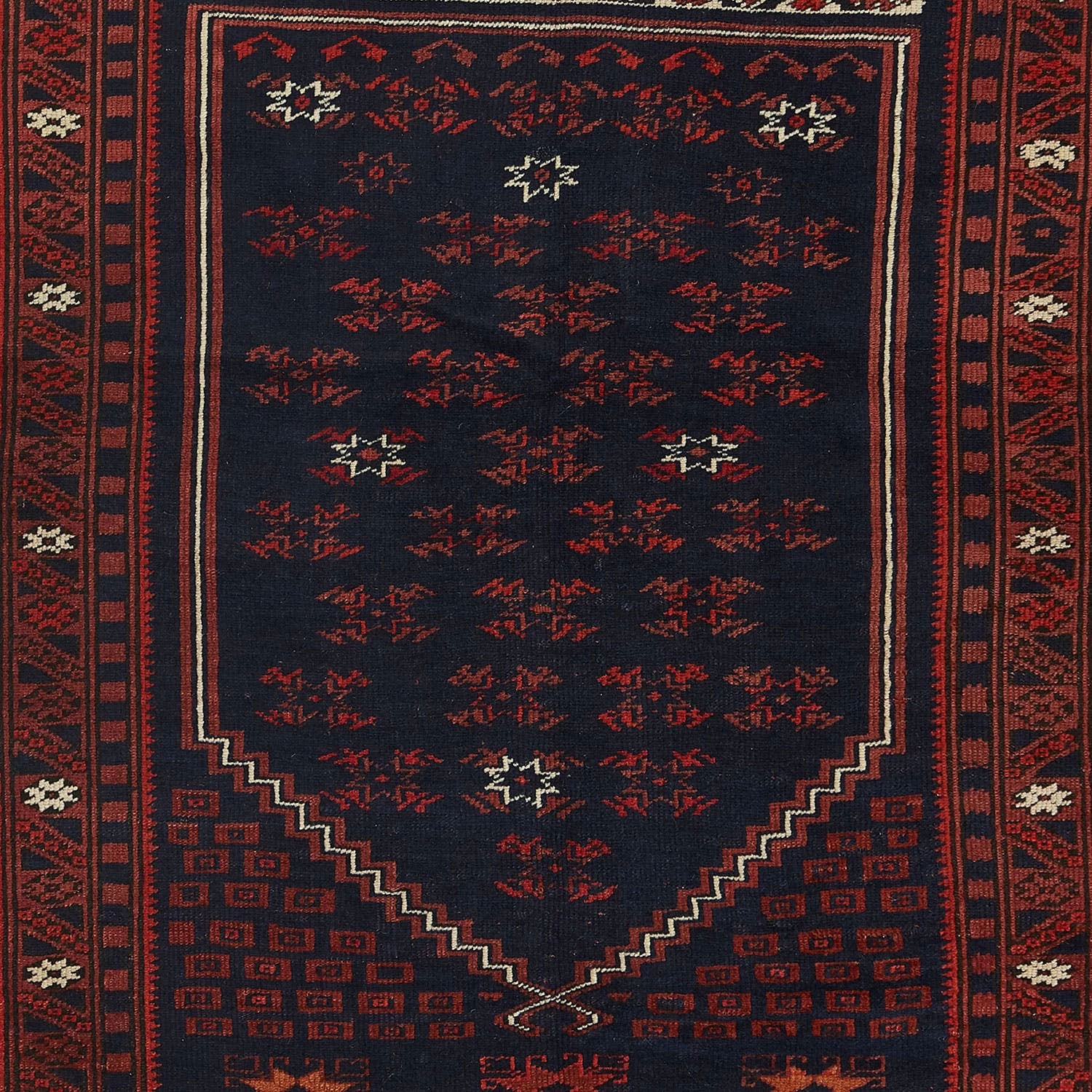 Red Vintage Traditional Wool Rug - 3'7" X 4'3" 4 Red Vintage Traditional Wool Rug - 3'7" X 4'3" - Image 2