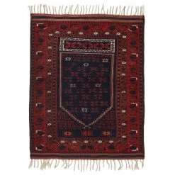 Red Vintage Traditional Wool Rug - 3'7" X 4'3"