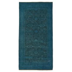 Blue Overdyed Wool Rug - 7'10" X 16'8"