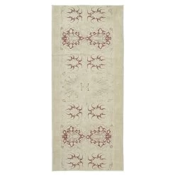 Beige Overdyed Wool Runner - 3'10" X 9'