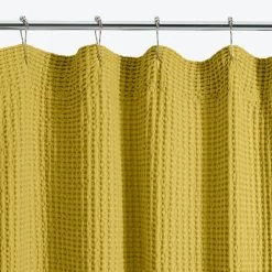 Simple Waffle Shower Curtain -Home Comprehensive Shop 1615835 046 mustard