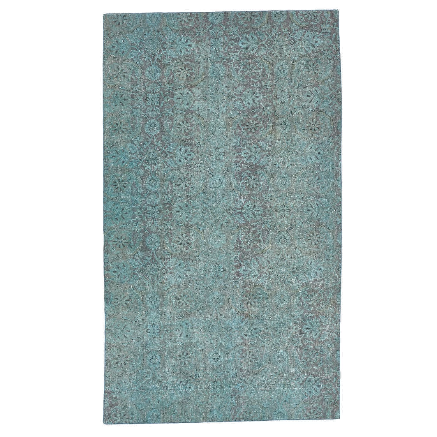 Green Overdyed Wool Rug - 4'7" X 7'11"