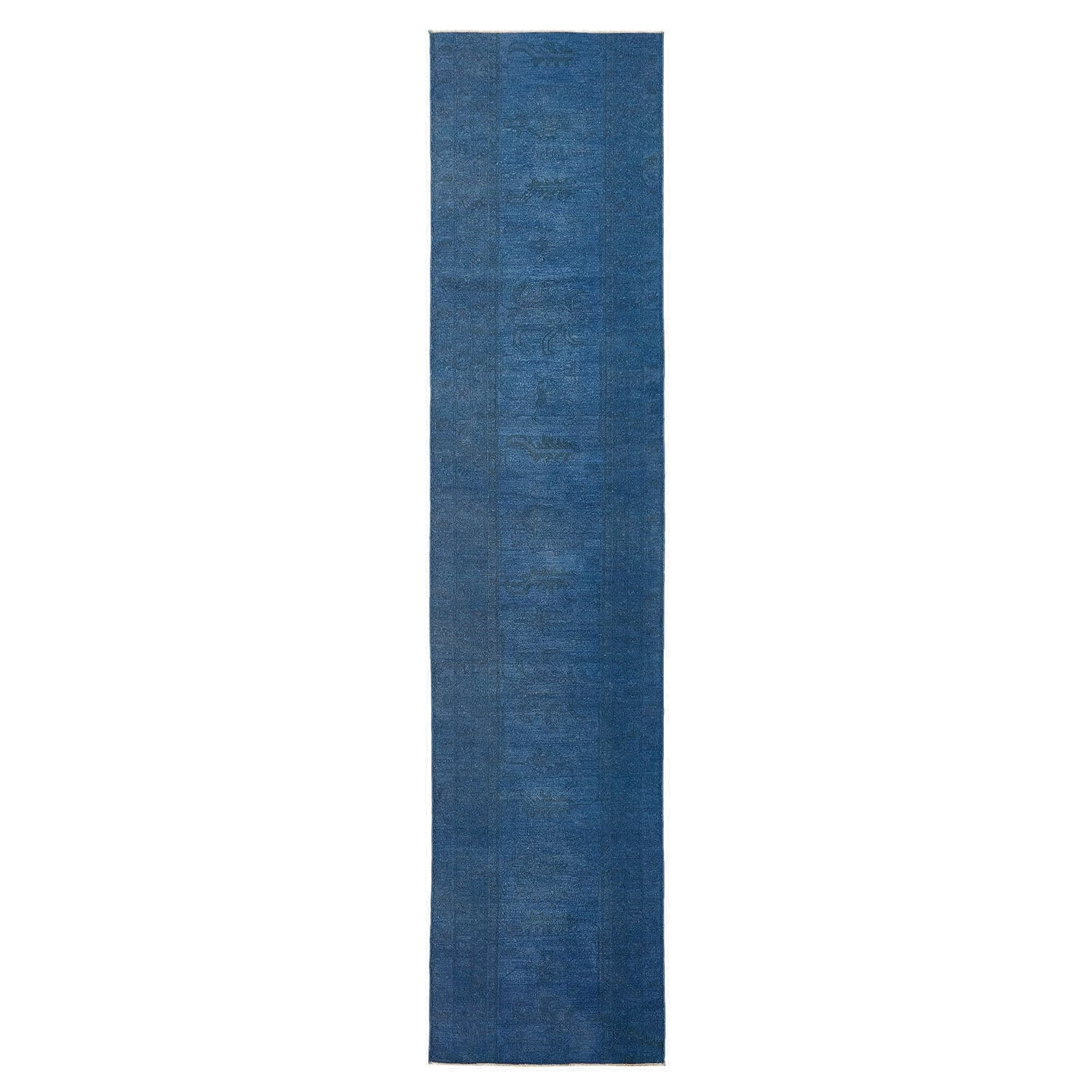 Blue Overdyed Wool Runner - 3'3" X 15'5" 3 Blue Overdyed Wool Runner - 3'3" X 15'5"
