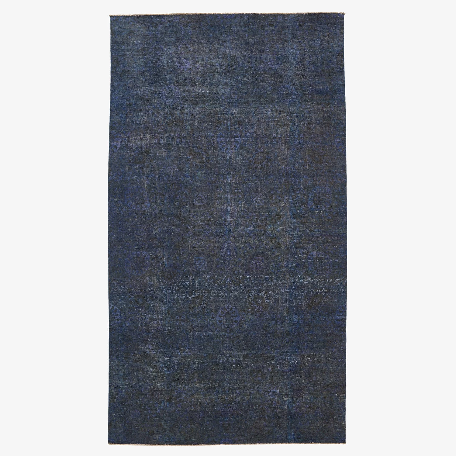 Blue Overdyed Wool Rug - 6'7" X 12'1" 3 Blue Overdyed Wool Rug - 6'7" X 12'1"
