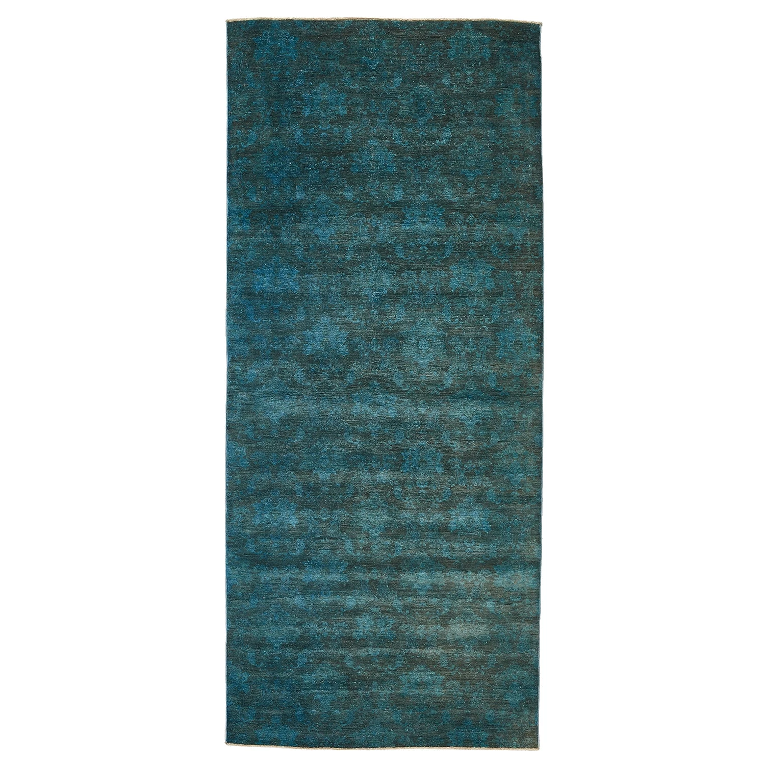 Green Overdyed Wool Rug - 4'4" X 10'