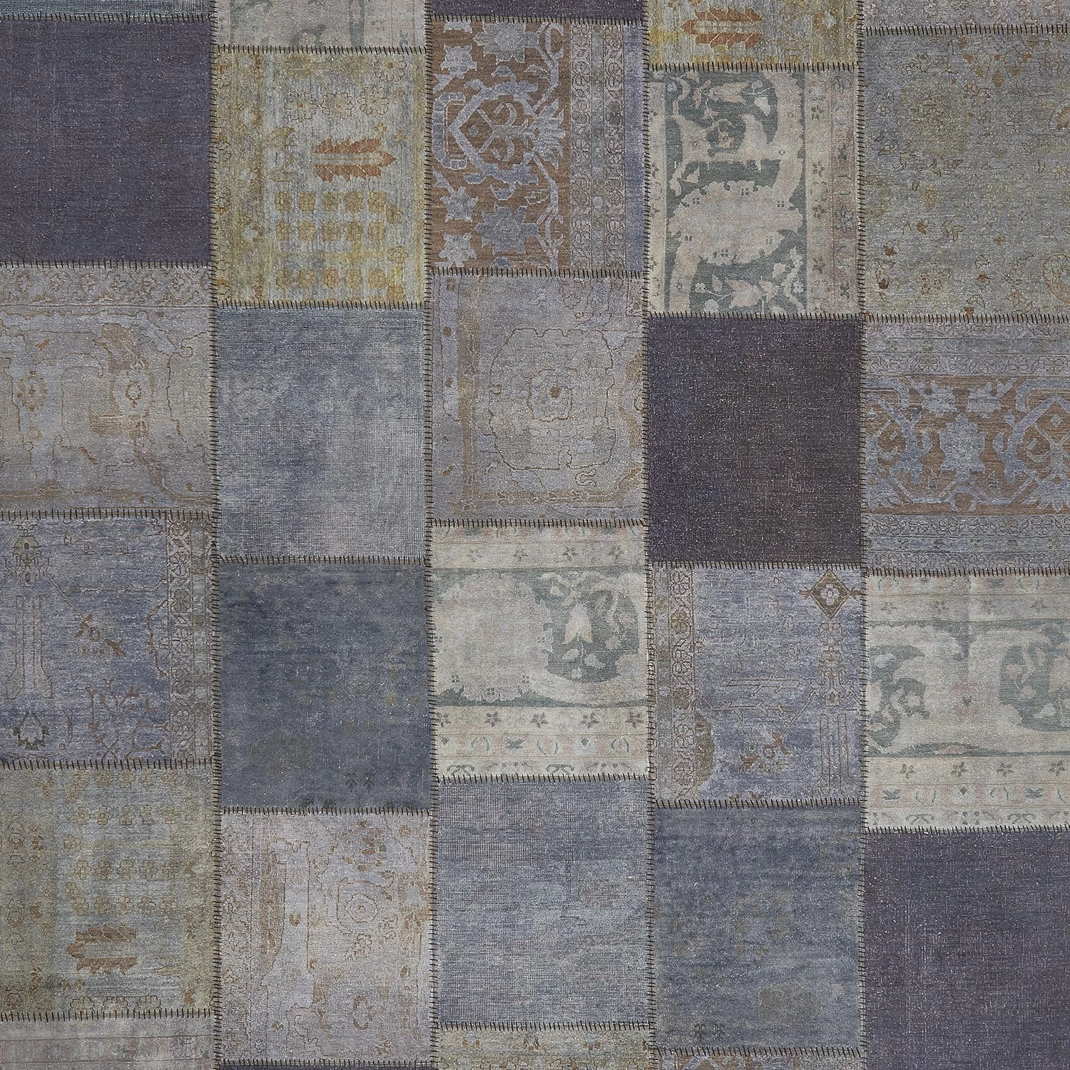 Grey Patchwork Wool Rug - 8'11" X 12'3" 4 Grey Patchwork Wool Rug - 8'11" X 12'3" - Image 2