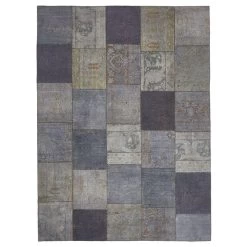 Grey Patchwork Wool Rug - 8'11" X 12'3"
