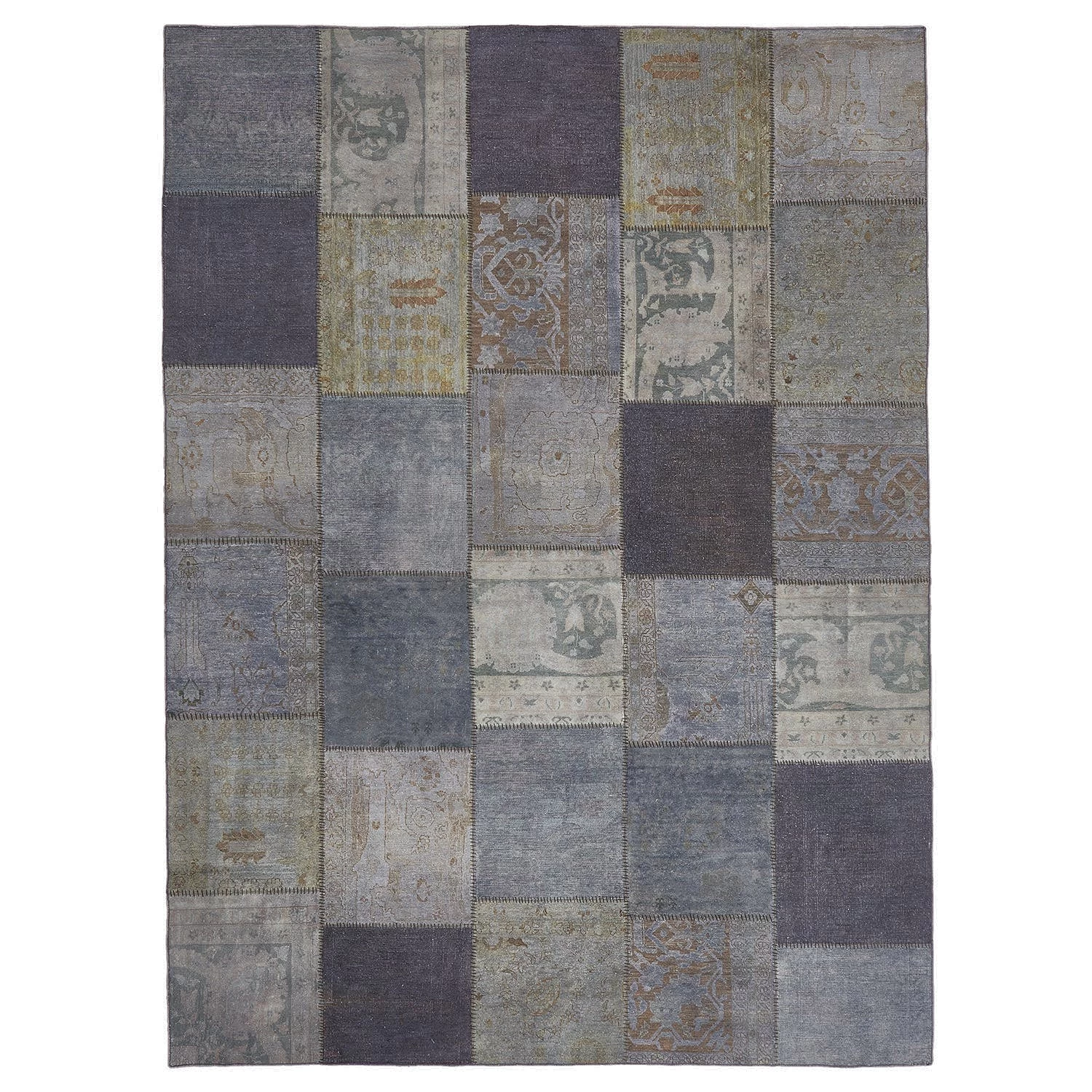 Grey Patchwork Wool Rug - 8'11" X 12'3" 3 Grey Patchwork Wool Rug - 8'11" X 12'3"