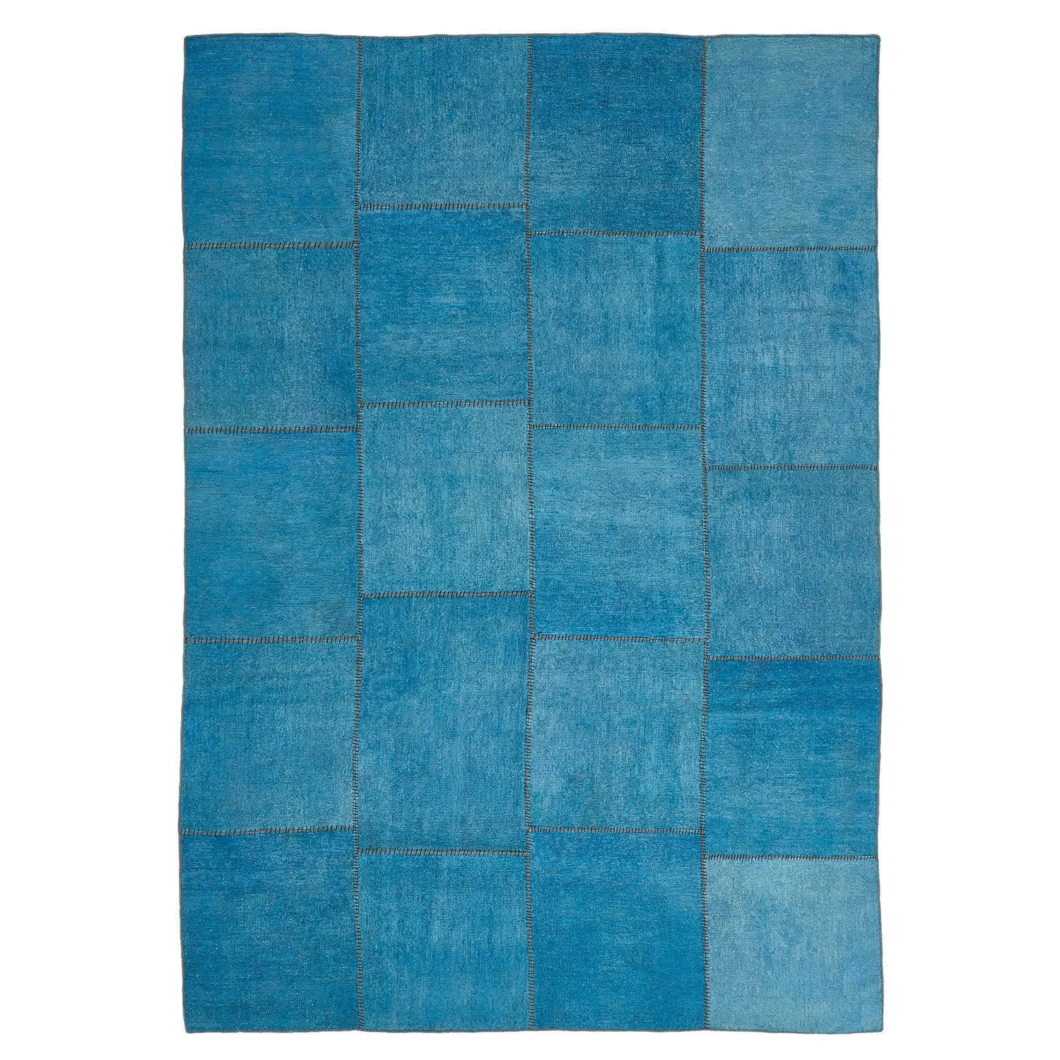 Blue Patchwork Wool Rug - 8'11" X 12'10"