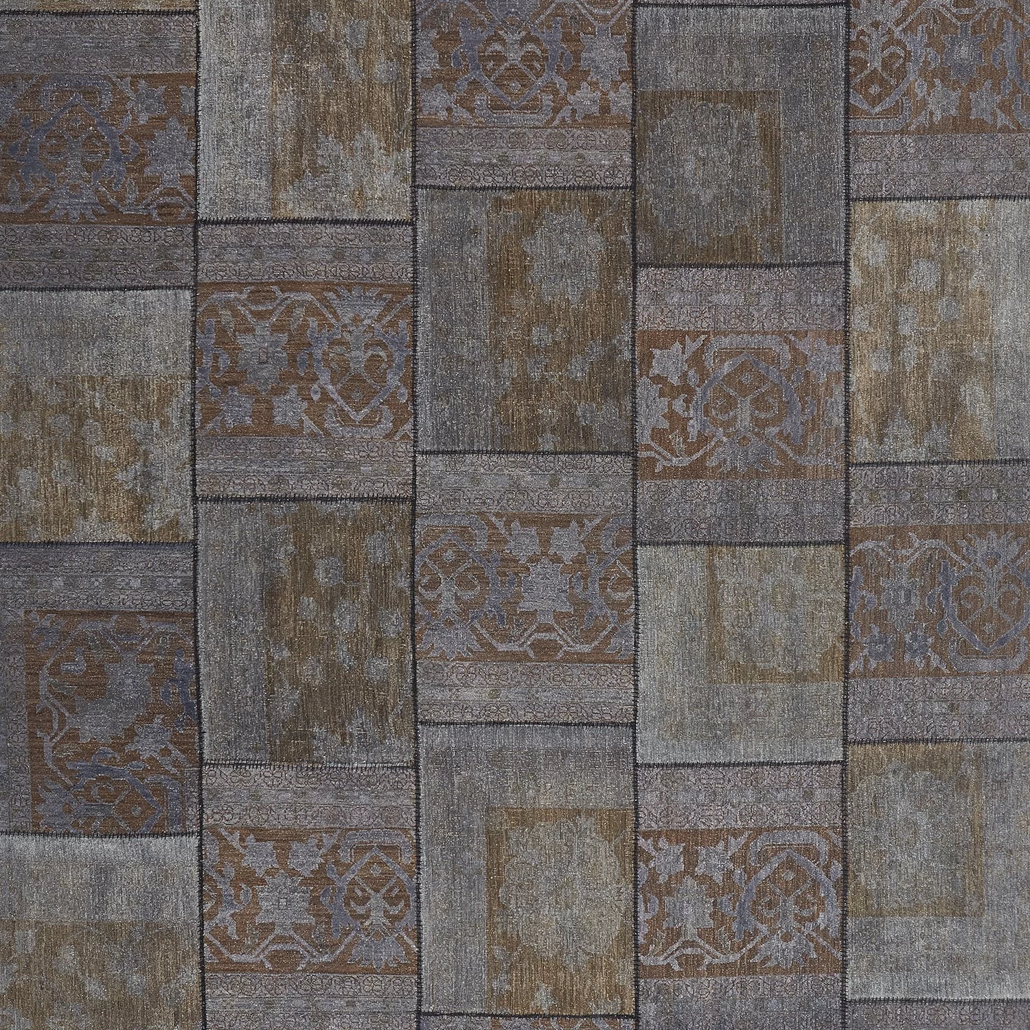 Brown Patchwork Wool Rug - 8'6" X 12'4" 4 Brown Patchwork Wool Rug - 8'6" X 12'4" - Image 2