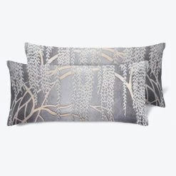 Set Of 2 Mini Metallic Willow Velvet Pillow
