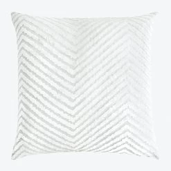 Chevron Velvet Throw Pillow, White