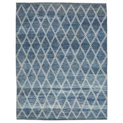 Blue Moroccan Wool Rug - 10' X 12'5"