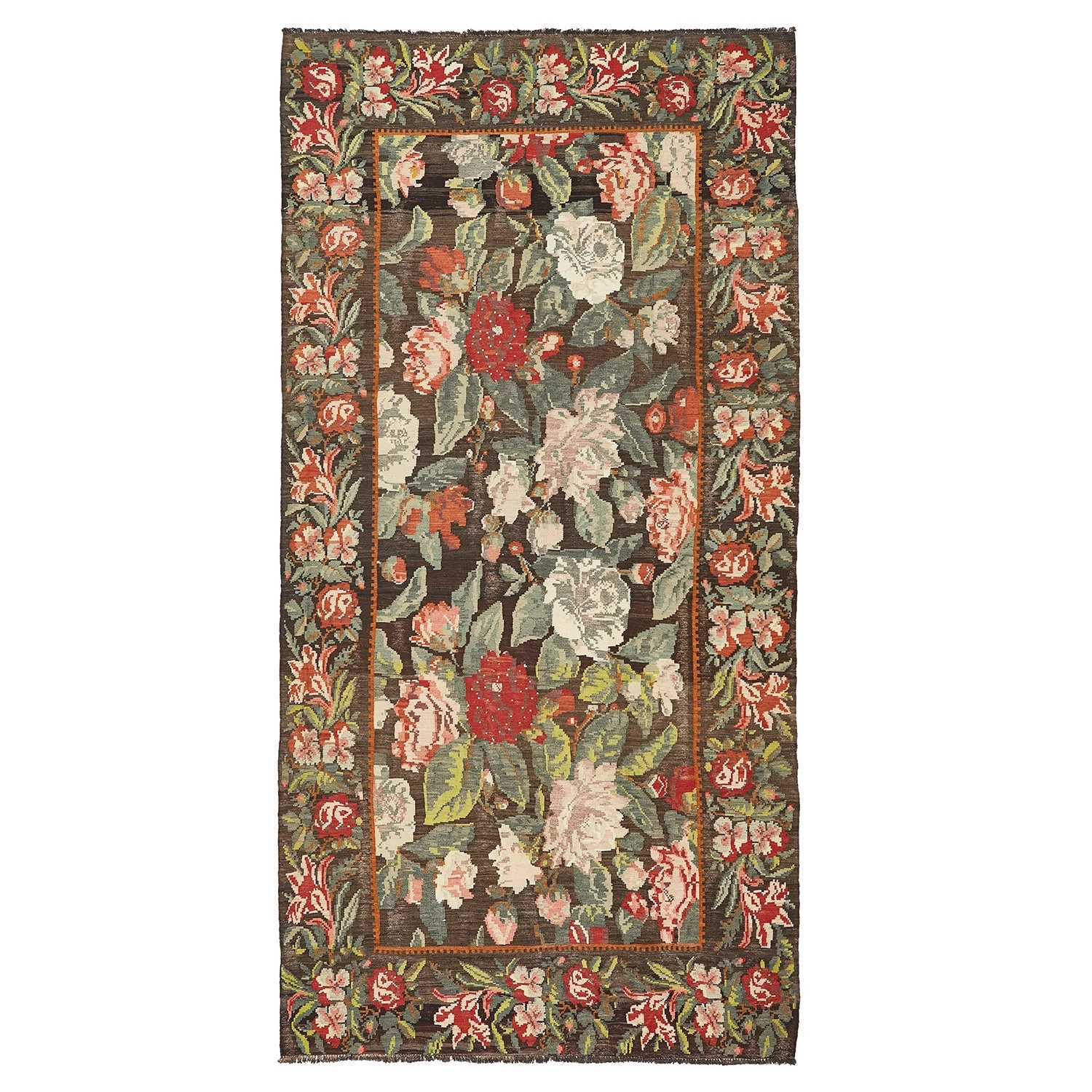 Multi Turkish Flatweave Wool Rug - 6'7" X 13'2" 3 Multi Turkish Flatweave Wool Rug - 6'7" X 13'2"