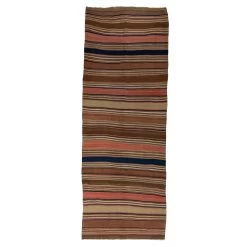 Brown Vintage Striped Kilim Runner - 4'11" X 14'2"