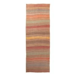 Multicolored Stripe Vintage Flatweave Anatolian Wool Runner - 4'9" X 14'7"