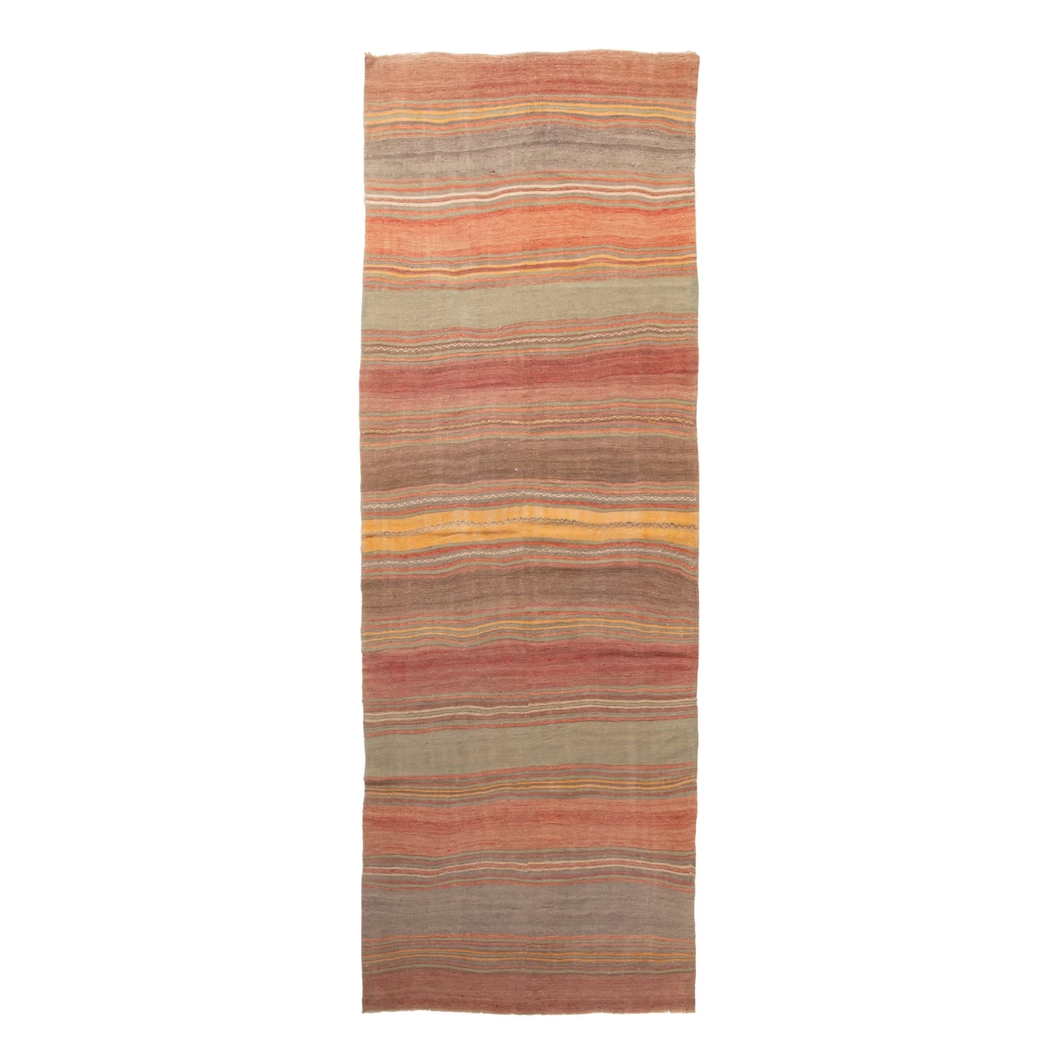Multicolored Stripe Vintage Flatweave Anatolian Wool Runner - 4'9" X 14'7" 3 Multicolored Stripe Vintage Flatweave Anatolian Wool Runner - 4'9" X 14'7"