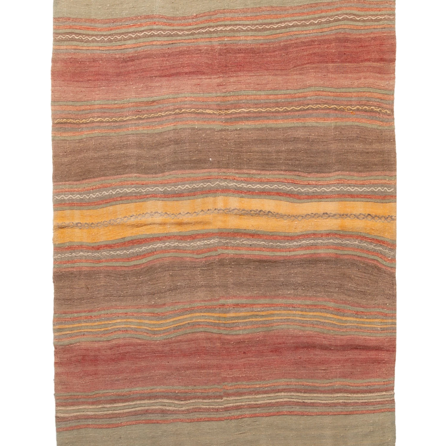 Multicolored Stripe Vintage Flatweave Anatolian Wool Runner - 4'9" X 14'7" 4 Multicolored Stripe Vintage Flatweave Anatolian Wool Runner - 4'9" X 14'7" - Image 2