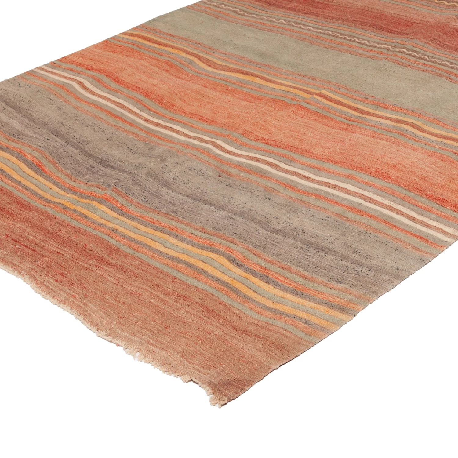 Multicolored Stripe Vintage Flatweave Anatolian Wool Runner - 4'9" X 14'7" 5 Multicolored Stripe Vintage Flatweave Anatolian Wool Runner - 4'9" X 14'7" - Image 3